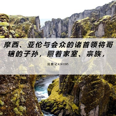 Picture 06 - 民 数 记 4:34 CUVS - 摩 西 、 亚 伦 与 会 众 的 诸 首 领 - Bible Verse Picture