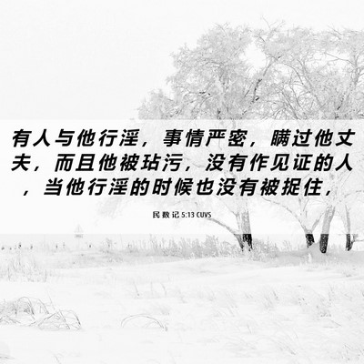 Picture 06 - 民 数 记 5:13 CUVS - 有 人 与 他 行 淫 ， 事 情 严 密 ， - Bible Verse Picture