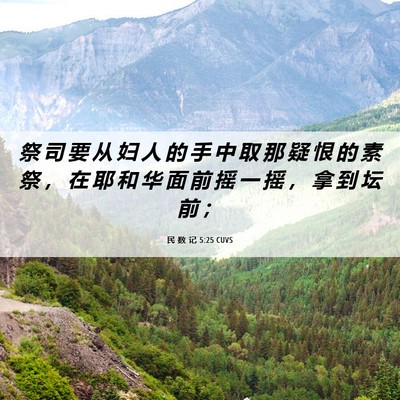 Picture 06 - 民 数 记 5:25 CUVS - 祭 司 要 从 妇 人 的 手 中 取 那 疑 - Bible Verse Picture
