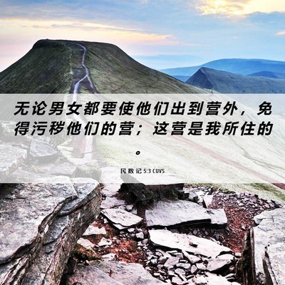 Picture 06 - 民 数 记 5:3 CUVS - 无 论 男 女 都 要 使 他 们 出 到 营 - Bible Verse Picture