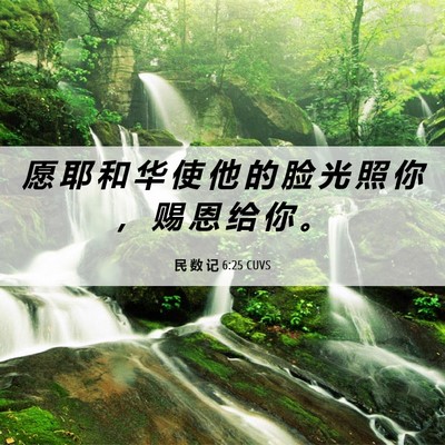 Picture 06 - 民 数 记 6:25 CUVS - 愿 耶 和 华 使 他 的 脸 光 照 你 ， - Bible Verse Picture