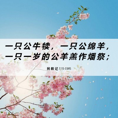 Picture 06 - 民 数 记 7:15 CUVS - 一 只 公 牛 犊 ， 一 只 公 绵 羊 ， - Bible Verse Picture