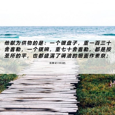 Picture 06 - 民 数 记 7:19 CUVS - 他 献 为 供 物 的 是 ： 一 个 银 盘 - Bible Verse Picture