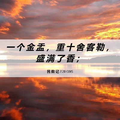 Picture 06 - 民 数 记 7:20 CUVS - 一 个 金 盂 ， 重 十 舍 客 勒 ， 盛 - Bible Verse Picture
