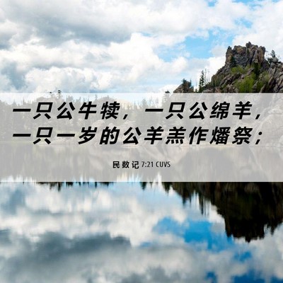 Picture 06 - 民 数 记 7:21 CUVS - 一 只 公 牛 犊 ， 一 只 公 绵 羊 ， - Bible Verse Picture