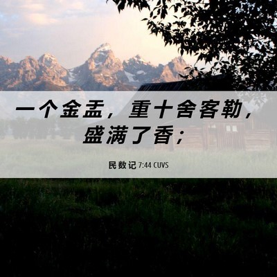 Picture 06 - 民 数 记 7:44 CUVS - 一 个 金 盂 ， 重 十 舍 客 勒 ， 盛 - Bible Verse Picture