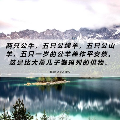 Picture 06 - 民 数 记 7:59 CUVS - 两 只 公 牛 ， 五 只 公 绵 羊 ， 五 - Bible Verse Picture