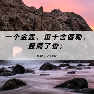 Picture 06 - 民 数 记 7:68 CUVS - 一 个 金 盂 ， 重 十 舍 客 勒 ， 盛 - Bible Verse Picture