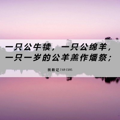 Picture 06 - 民 数 记 7:69 CUVS - 一 只 公 牛 犊 ， 一 只 公 绵 羊 ， - Bible Verse Picture