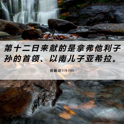 Picture 06 - 民 数 记 7:78 CUVS - 第 十 二 日 来 献 的 是 拿 弗 他 利 - Bible Verse Picture