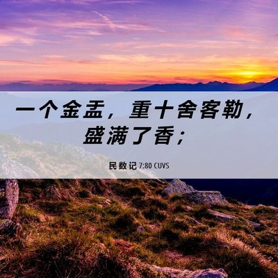 Picture 06 - 民 数 记 7:80 CUVS - 一 个 金 盂 ， 重 十 舍 客 勒 ， 盛 - Bible Verse Picture