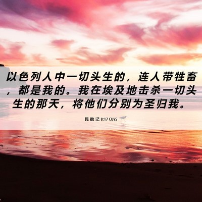 Picture 06 - 民 数 记 8:17 CUVS - 以 色 列 人 中 一 切 头 生 的 ， 连 - Bible Verse Picture