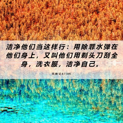 Picture 06 - 民 数 记 8:7 CUVS - 洁 净 他 们 当 这 样 行 ： 用 除 罪 - Bible Verse Picture