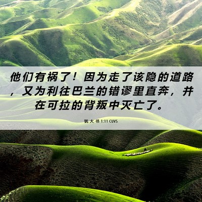 Picture 06 - 犹 大 书 1:11 CUVS - 他 们 有 祸 了 ！ 因 为 走 了 该 隐 - Bible Verse Picture