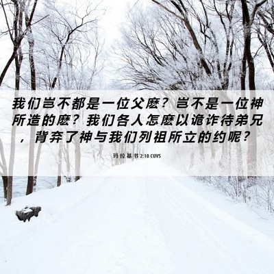 Picture 06 - 玛 拉 基 书 2:10 CUVS - 我 们 岂 不 都 是 一 位 父 麽 ？ 岂 - Bible Verse Picture