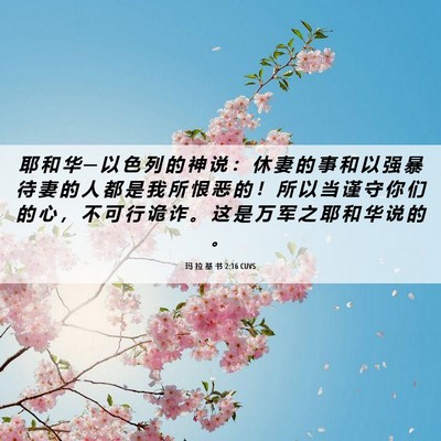 Picture 06 - 玛 拉 基 书 2:16 CUVS - 耶 和 华 ─ 以 色 列 的 神 说 ： 休 - Bible Verse Picture