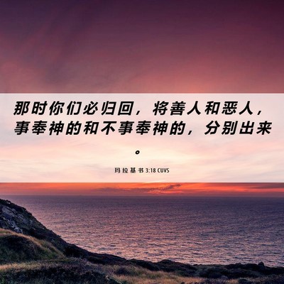 Picture 06 - 玛 拉 基 书 3:18 CUVS - 那 时 你 们 必 归 回 ， 将 善 人 和 - Bible Verse Picture