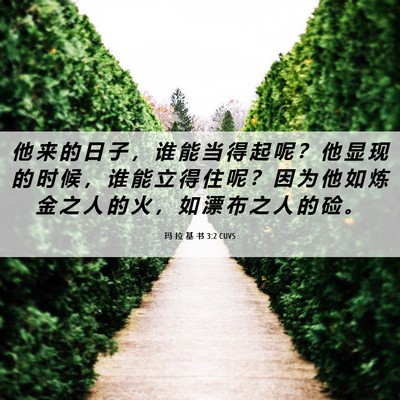 Picture 06 - 玛 拉 基 书 3:2 CUVS - 他 来 的 日 子 ， 谁 能 当 得 起 呢 - Bible Verse Picture