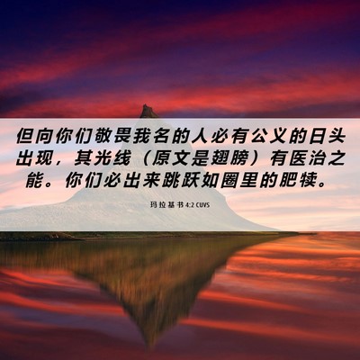 Picture 06 - 玛 拉 基 书 4:2 CUVS - 但 向 你 们 敬 畏 我 名 的 人 必 有 - Bible Verse Picture