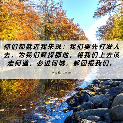 Picture 06 - 申 命 记 1:22 CUVS - 你 们 都 就 近 我 来 说 ： 我 们 要 - Bible Verse Picture