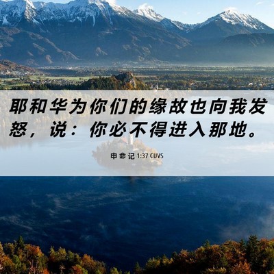 Picture 06 - 申 命 记 1:37 CUVS - 耶 和 华 为 你 们 的 缘 故 也 向 我 - Bible Verse Picture