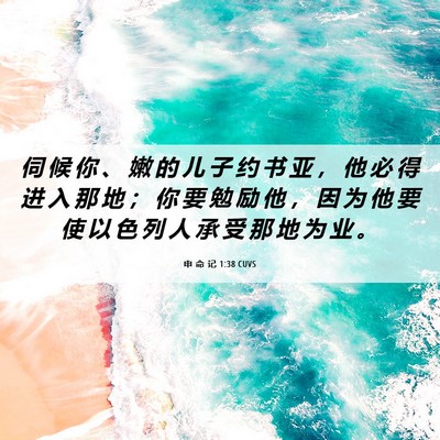 Picture 06 - 申 命 记 1:38 CUVS - 伺 候 你 、 嫩 的 儿 子 约 书 亚 ， - Bible Verse Picture