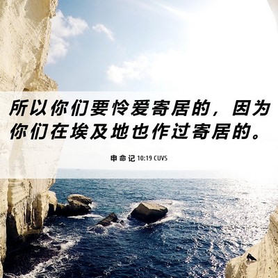 Picture 06 - 申 命 记 10:19 CUVS - 所 以 你 们 要 怜 爱 寄 居 的 ， 因 - Bible Verse Picture