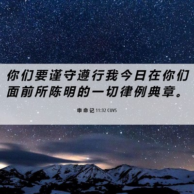 Picture 06 - 申 命 记 11:32 CUVS - 你 们 要 谨 守 遵 行 我 今 日 在 你 - Bible Verse Picture