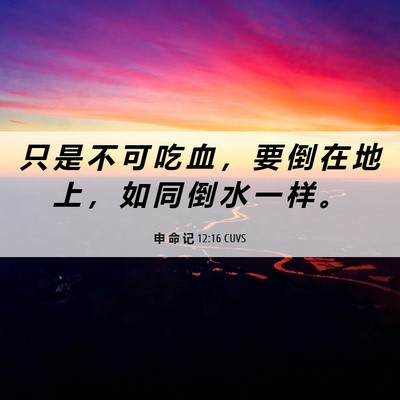 Picture 06 - 申 命 记 12:16 CUVS - 只 是 不 可 吃 血 ， 要 倒 在 地 上 - Bible Verse Picture
