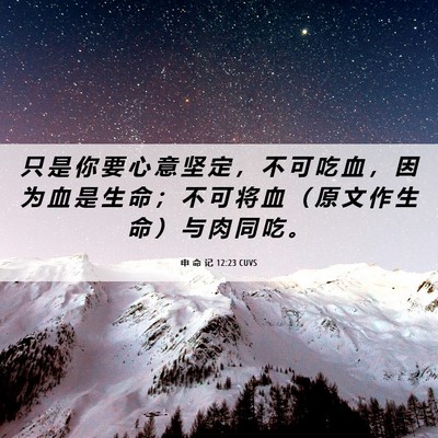 Picture 06 - 申 命 记 12:23 CUVS - 只 是 你 要 心 意 坚 定 ， 不 可 吃 - Bible Verse Picture