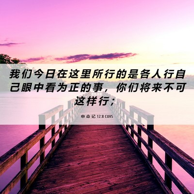 Picture 06 - 申 命 记 12:8 CUVS - 我 们 今 日 在 这 里 所 行 的 是 各 - Bible Verse Picture