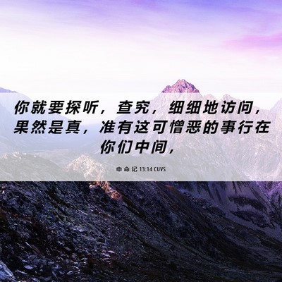 Picture 06 - 申 命 记 13:14 CUVS - 你 就 要 探 听 ， 查 究 ， 细 细 地 - Bible Verse Picture