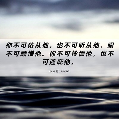 Picture 06 - 申 命 记 13:8 CUVS - 你 不 可 依 从 他 ， 也 不 可 听 从 - Bible Verse Picture
