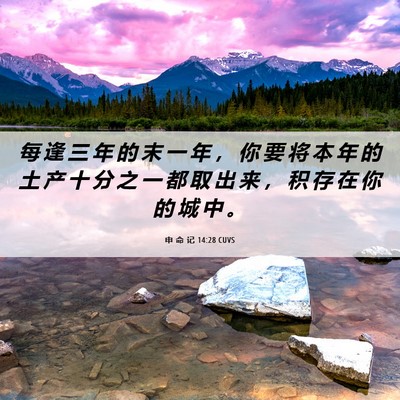 Picture 06 - 申 命 记 14:28 CUVS - 每 逢 三 年 的 末 一 年 ， 你 要 将 - Bible Verse Picture