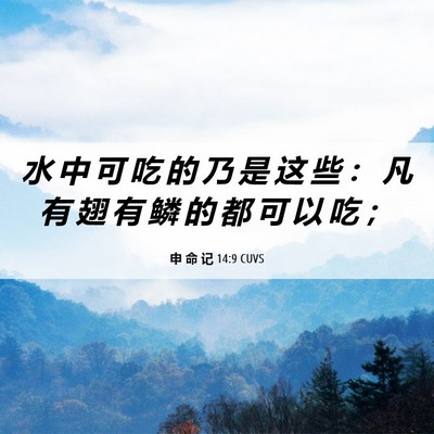 Picture 06 - 申 命 记 14:9 CUVS - 水 中 可 吃 的 乃 是 这 些 ： 凡 有 - Bible Verse Picture
