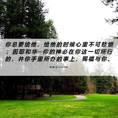 Picture 06 - 申 命 记 15:10 CUVS - 你 总 要 给 他 ， 给 他 的 时 候 心 - Bible Verse Picture