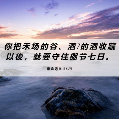 Picture 06 - 申 命 记 16:13 CUVS - 你 把 禾 场 的 谷 、 酒 ? 的 酒 收 藏 - Bible Verse Picture