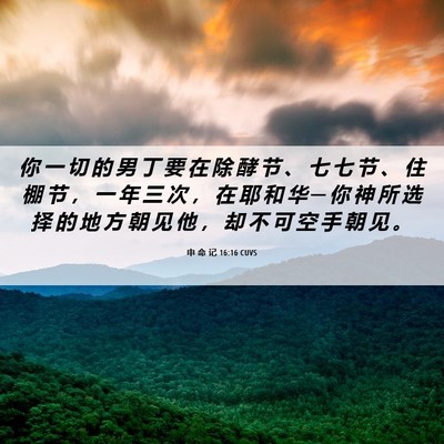 Picture 06 - 申 命 记 16:16 CUVS - 你 一 切 的 男 丁 要 在 除 酵 节 、 - Bible Verse Picture