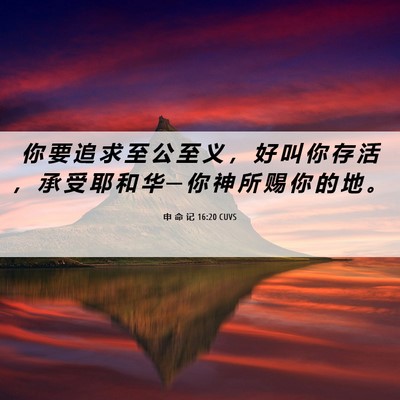 Picture 06 - 申 命 记 16:20 CUVS - 你 要 追 求 至 公 至 义 ， 好 叫 你 - Bible Verse Picture
