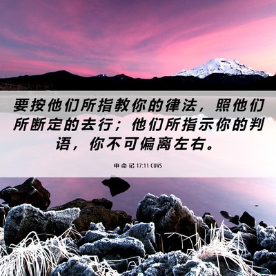 Picture 06 - 申 命 记 17:11 CUVS - 要 按 他 们 所 指 教 你 的 律 法 ， - Bible Verse Picture