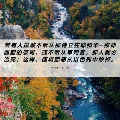 Picture 06 - 申 命 记 17:12 CUVS - 若 有 人 擅 敢 不 听 从 那 侍 立 在 - Bible Verse Picture