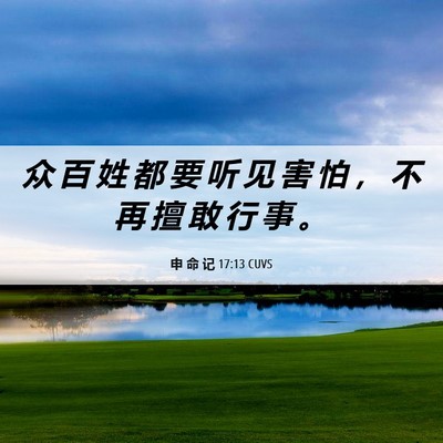 Picture 06 - 申 命 记 17:13 CUVS - 众 百 姓 都 要 听 见 害 怕 ， 不 再 - Bible Verse Picture