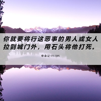 Picture 06 - 申 命 记 17:5 CUVS - 你 就 要 将 行 这 恶 事 的 男 人 或 - Bible Verse Picture