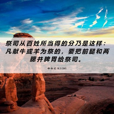 Picture 06 - 申 命 记 18:3 CUVS - 祭 司 从 百 姓 所 当 得 的 分 乃 是 - Bible Verse Picture