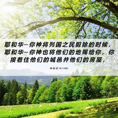 Picture 06 - 申 命 记 19:1 CUVS - 耶 和 华 ─ 你 神 将 列 国 之 民 剪 - Bible Verse Picture