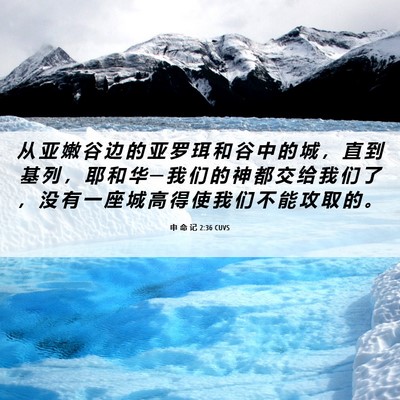 Picture 06 - 申 命 记 2:36 CUVS - 从 亚 嫩 谷 边 的 亚 罗 珥 和 谷 中 - Bible Verse Picture