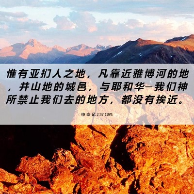 Picture 06 - 申 命 记 2:37 CUVS - 惟 有 亚 扪 人 之 地 ， 凡 靠 近 雅 - Bible Verse Picture