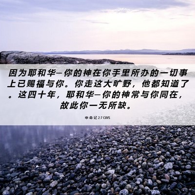 Picture 06 - 申 命 记 2:7 CUVS - 因 为 耶 和 华 ─ 你 的 神 在 你 手 - Bible Verse Picture