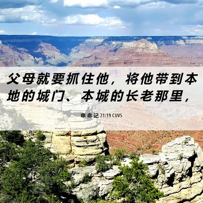 Picture 06 - 申 命 记 21:19 CUVS - 父 母 就 要 抓 住 他 ， 将 他 带 到 - Bible Verse Picture