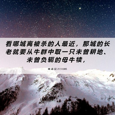 Picture 06 - 申 命 记 21:3 CUVS - 看 哪 城 离 被 杀 的 人 最 近 ， 那 - Bible Verse Picture